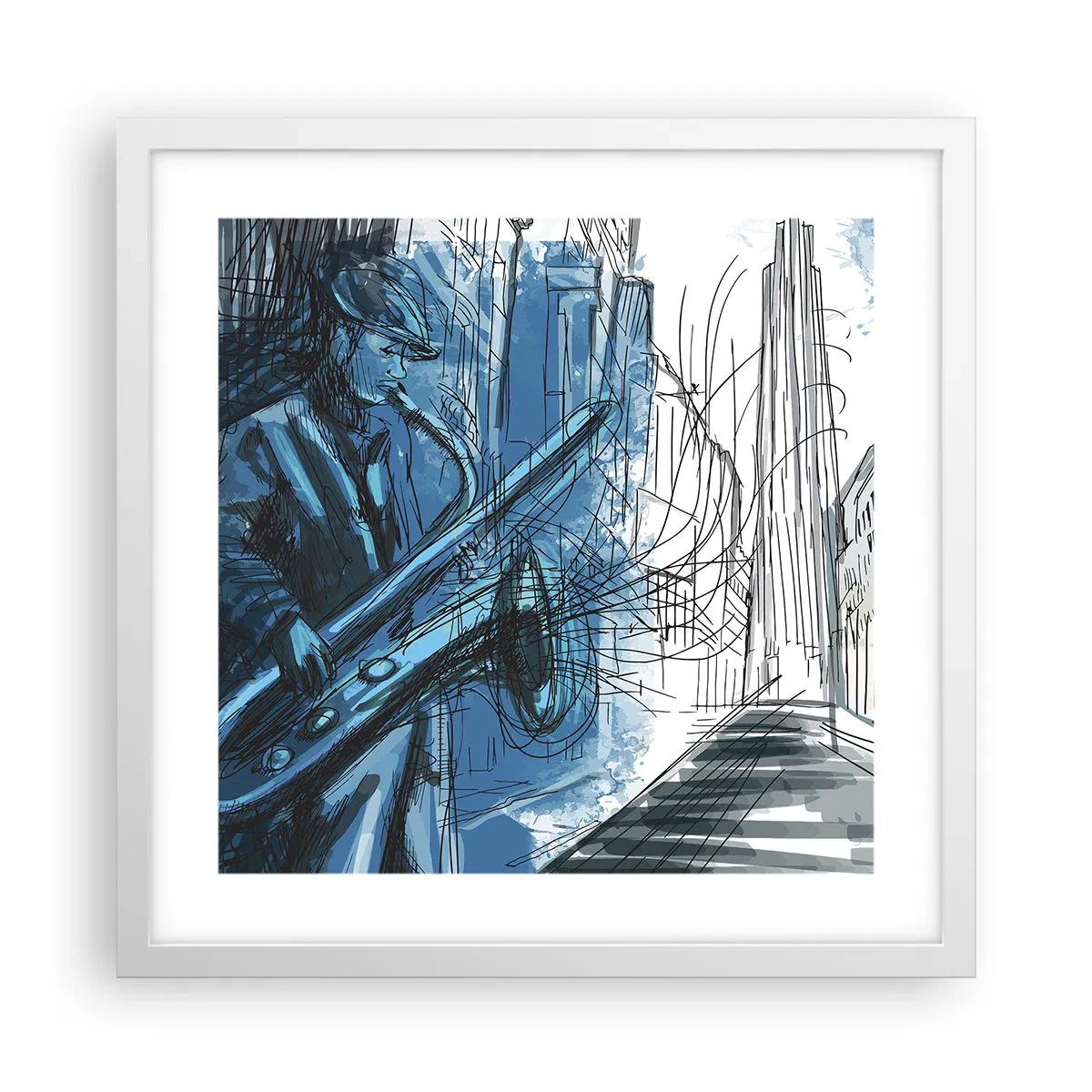 Poster in cornice bianca - Rapsodia urbana - 40x40 cm