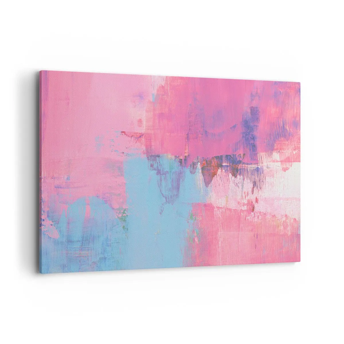 Quadro su tela - Stampe su Tela - Composizione astratta in rosa e blu - 100x70cm - Rosa, blu e un pizzico di luce - Decorazione murale moderna per soggiorno e camera da letto ARTTOR