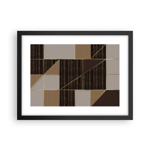 Poster in cornice nera - Mosaico di marrone e oro - 40x30 cm