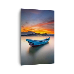 Quadro su tela - Stampe su Tela - Una barca sull'acqua durante un pittoresco tramonto - 80x120cm - Viene una notte buona - Decorazione murale moderna per soggiorno e camera da letto ARTTOR