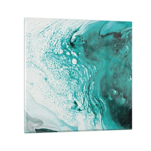 Quadro su vetro - Sciogliendosi nel bianco e nel turchese - 30x30 cm