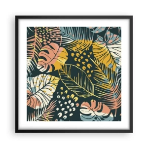 Poster in cornice nera - Fantasia di foglie - 50x50 cm