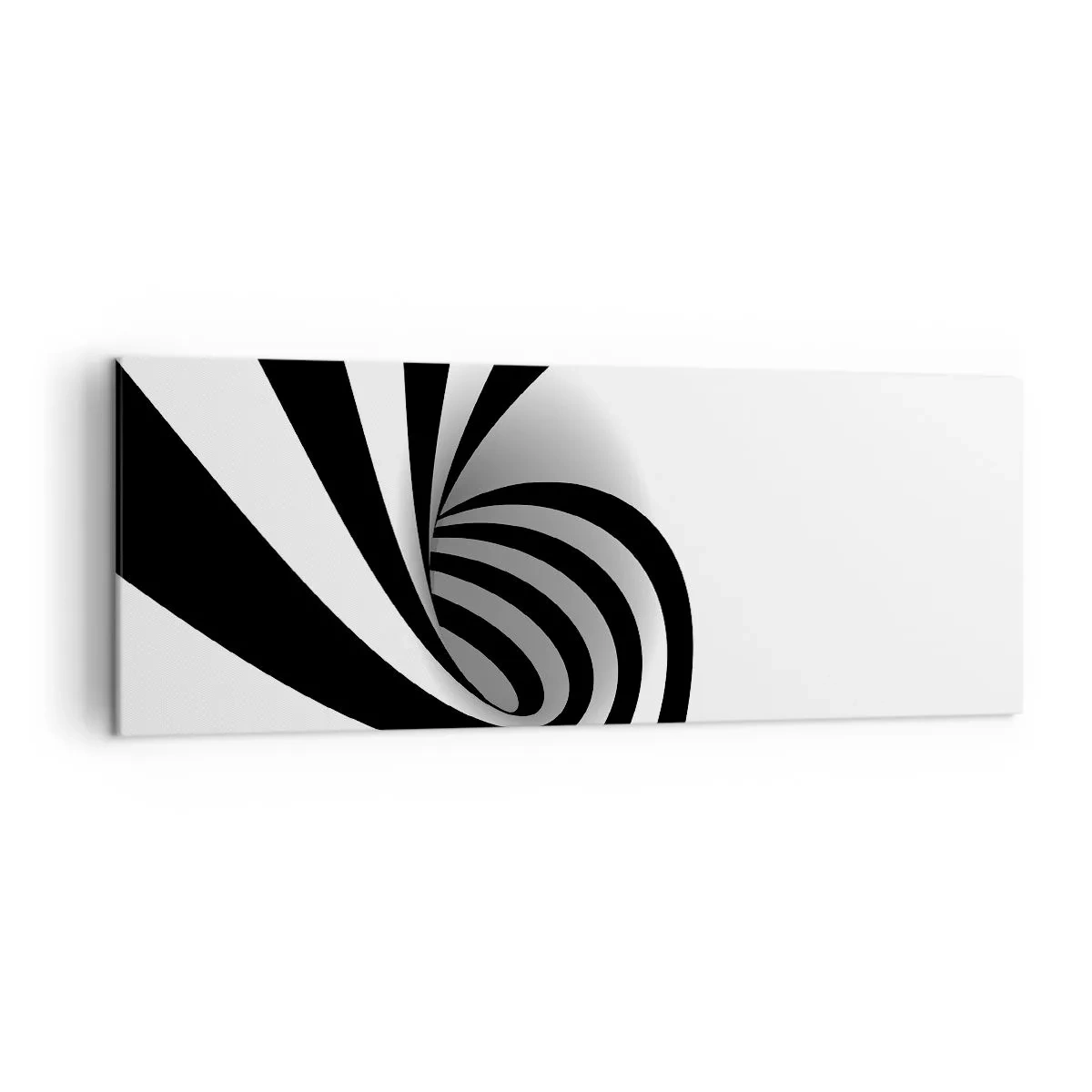 Quadro su tela - Stampe su Tela - Vortice ottico astratto in bianco e nero - 140x50cm - Eppur si muove - Decorazione murale moderna per soggiorno e camera da letto ARTTOR