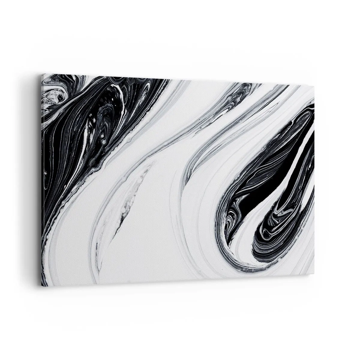 Quadro su tela - Stampe su Tela - Astrazione in bianco e nero con linee dinamiche e vortici - 120x80cm - L'unione degli opposti - Decorazione murale moderna per soggiorno e camera da letto ARTTOR