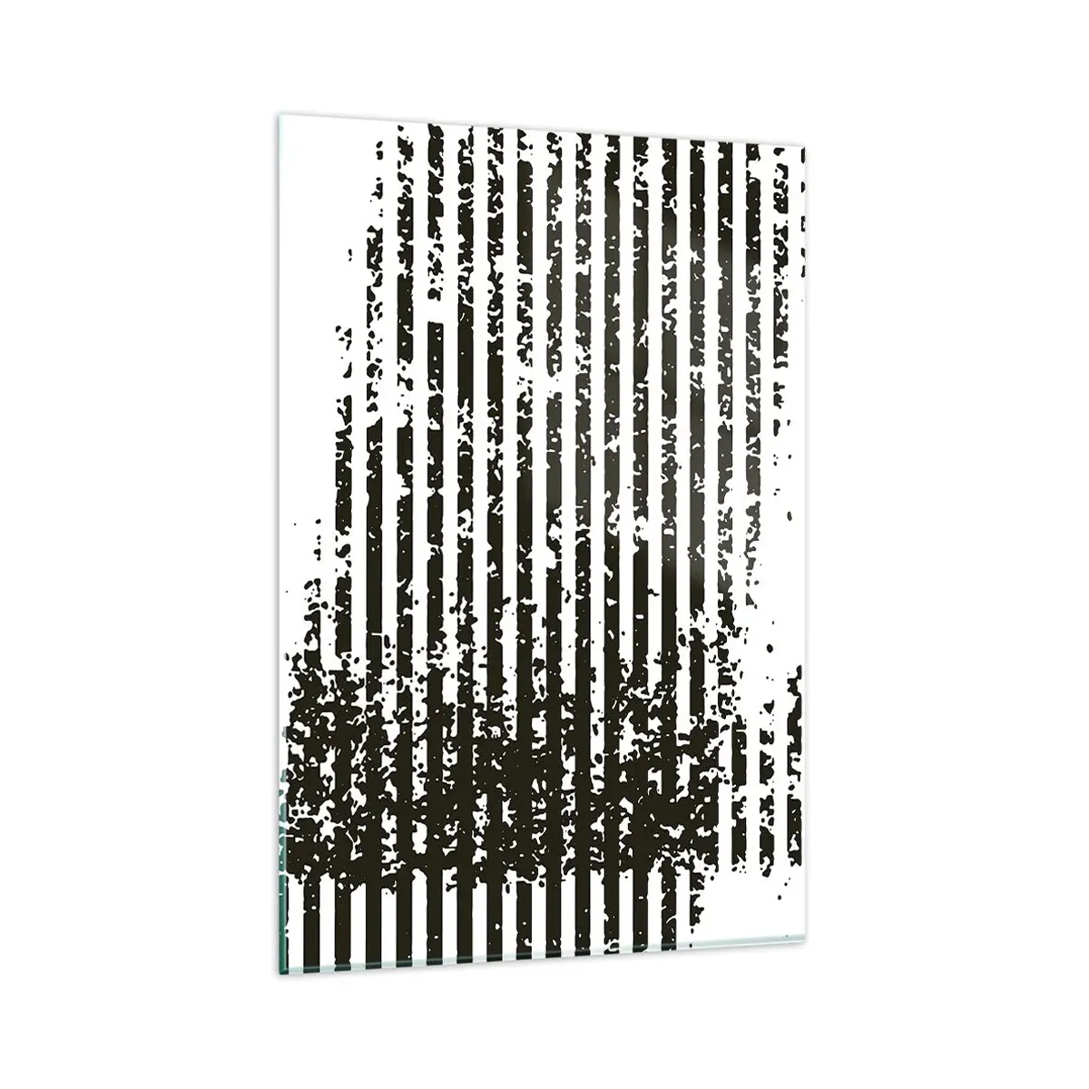 Quadro su vetro - Linee astratte con effetto invecchiato in bianco e nero - 80x120cm - Ritmo e rumore - Decorazione murale moderna per soggiorno e camera da letto ARTTOR