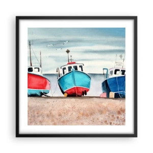 Poster in cornice nera - Pronte alla pesca - 50x50 cm