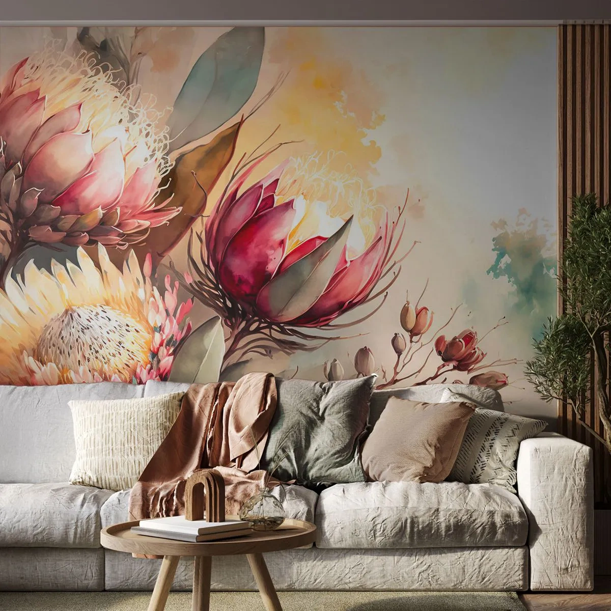Fotomurali Autoadesivo Deluxe Sticker - Di profilo e di fronte - Fiori, Art Deco, Botanica - 100x70 cm