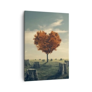 Quadro su tela - Stampe su Tela - Un albero a forma di cuore in un campo di ceppi, simbolo di speranza - 50x70cm - C'è sempre speranza - Decorazione murale moderna per soggiorno e camera da letto ARTTOR