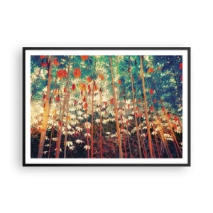 Poster in cornice nera - Una foresta di bambù colorata dai colori intensi - 100x70cm - La vita segreta delle foglie - Decorazione murale moderna per soggiorno e camera da letto ARTTOR