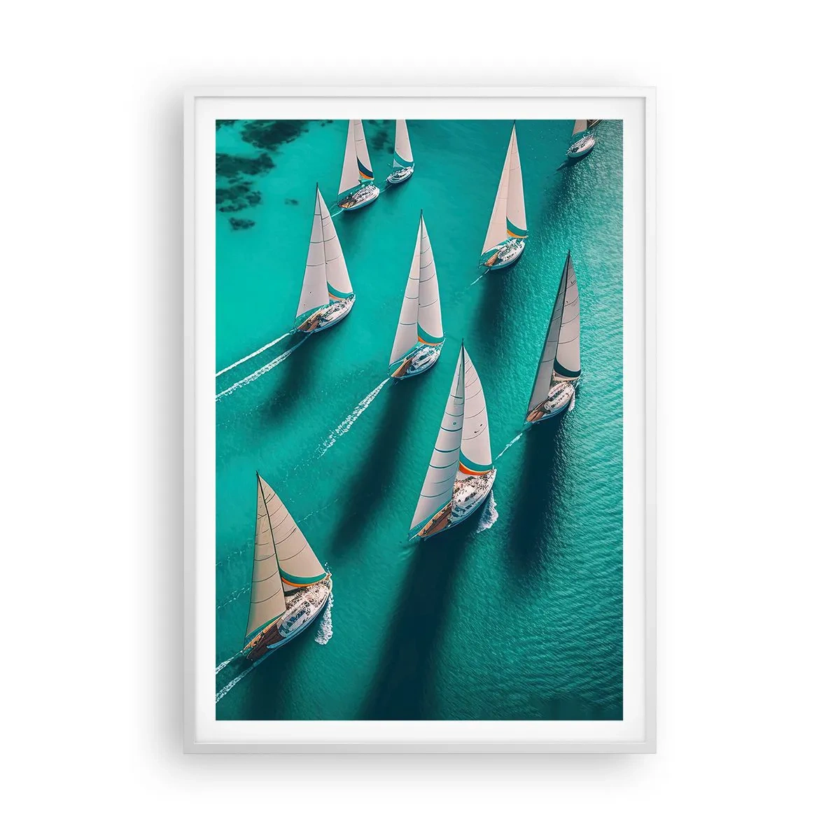 Poster in cornice bianca - In gara con il vento - 70x100 cm