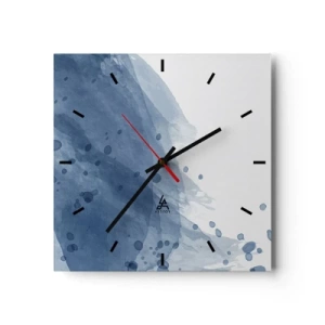 Orologio da parete - Orologio in Vetro - Macchie e striature astratte nelle tonalità del blu - 30x30cm - Tulle blu - Decorazione murale moderna per soggiorno e camera da letto ARTTOR