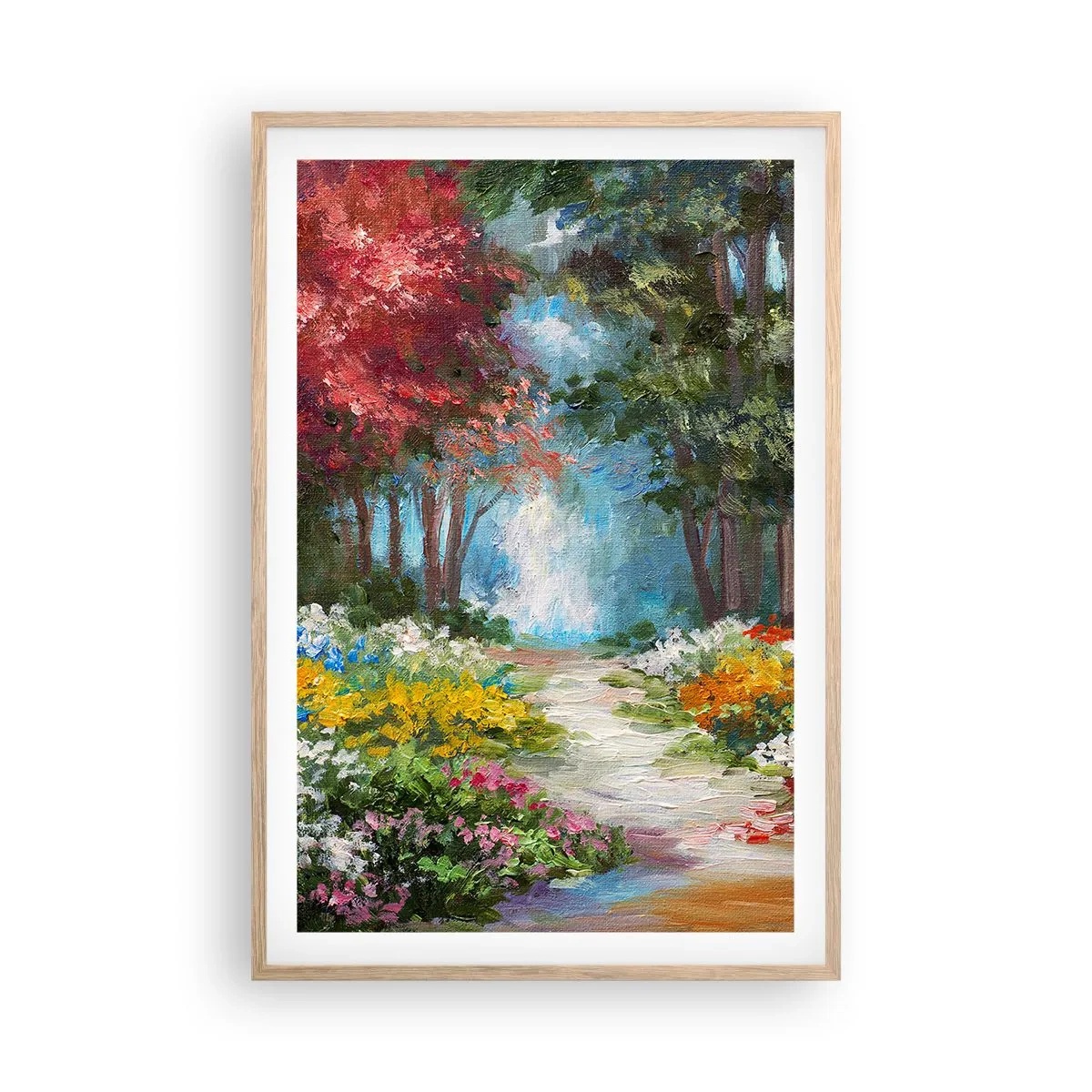 Poster in cornice rovere chiaro - Il giardino del bosco d'aprile - 61x91 cm