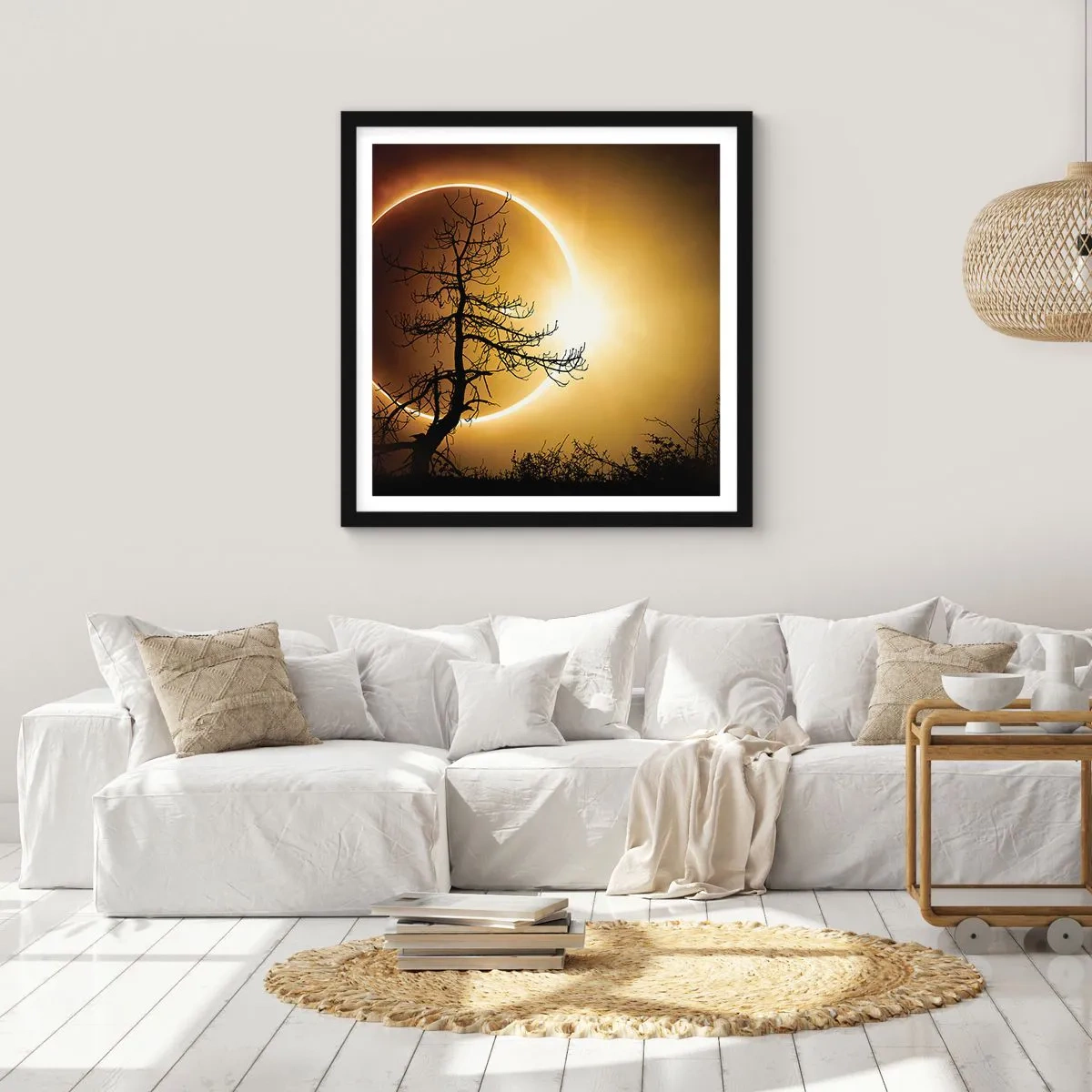 Poster in cornice nera - Eclissi totale - 40x40 cm