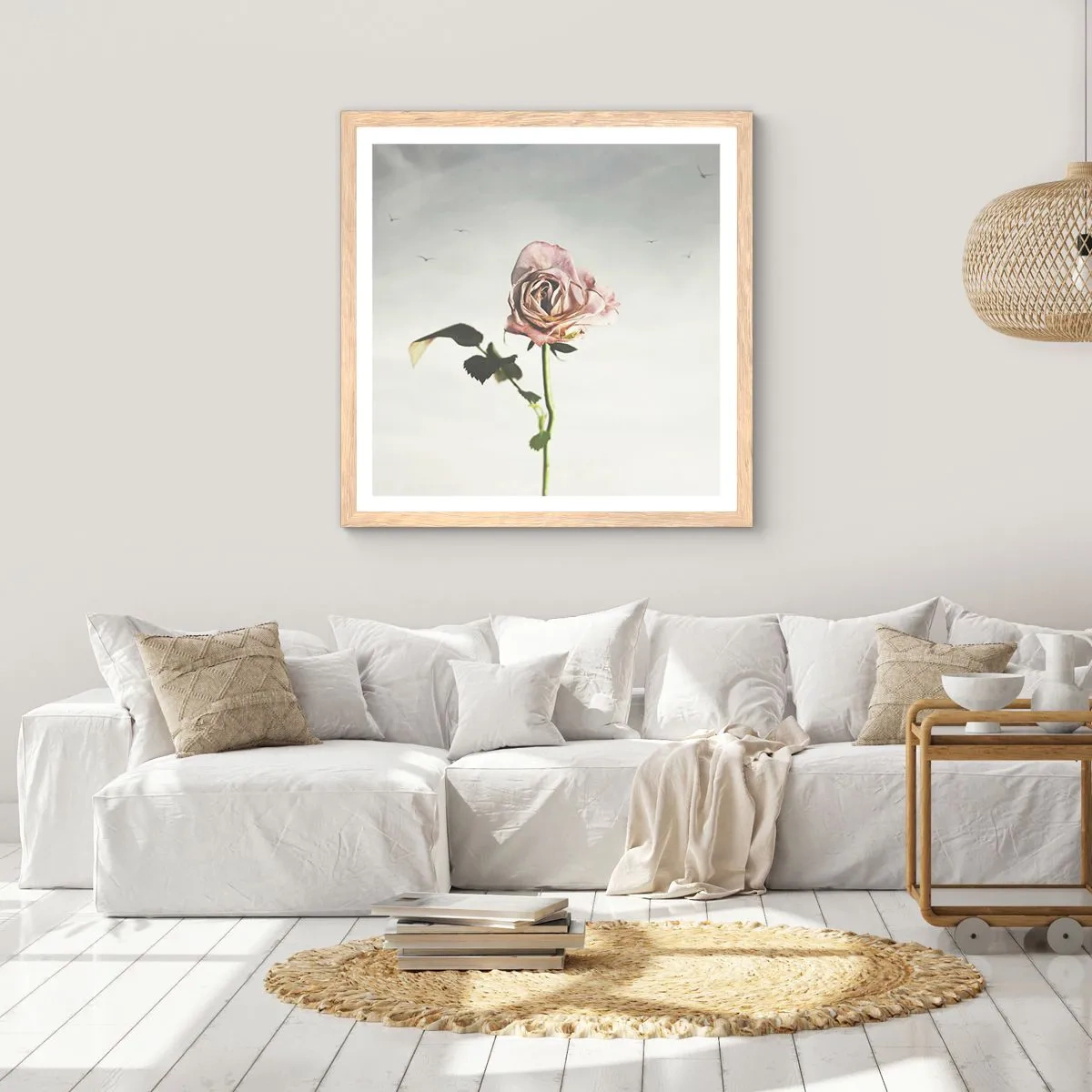 Poster in cornice rovere chiaro - Il benvenuto alla primavera - 40x40 cm