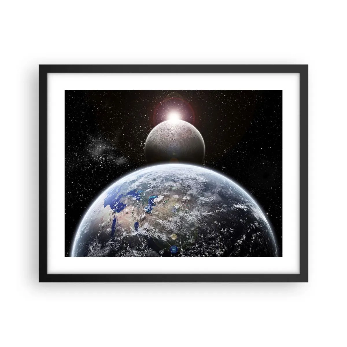 Poster in cornice nera - Paesaggio cosmico: sorgere del sole - 50x40 cm