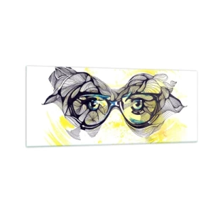 Quadro su vetro - Attraverso gli occhiali blu - 100x40 cm