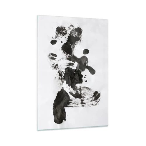 Quadro su vetro - Composizione astratta di macchie nere su sfondo bianco - 80x120cm - C'è un senso nella follia? - Decorazione murale moderna per soggiorno e camera da letto ARTTOR