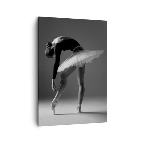 Quadro su tela - Stampe su Tela - Una ballerina in una posa elegante su uno sfondo bianco e nero - 50x70cm - Bella ballerina - Decorazione murale moderna per soggiorno e camera da letto ARTTOR