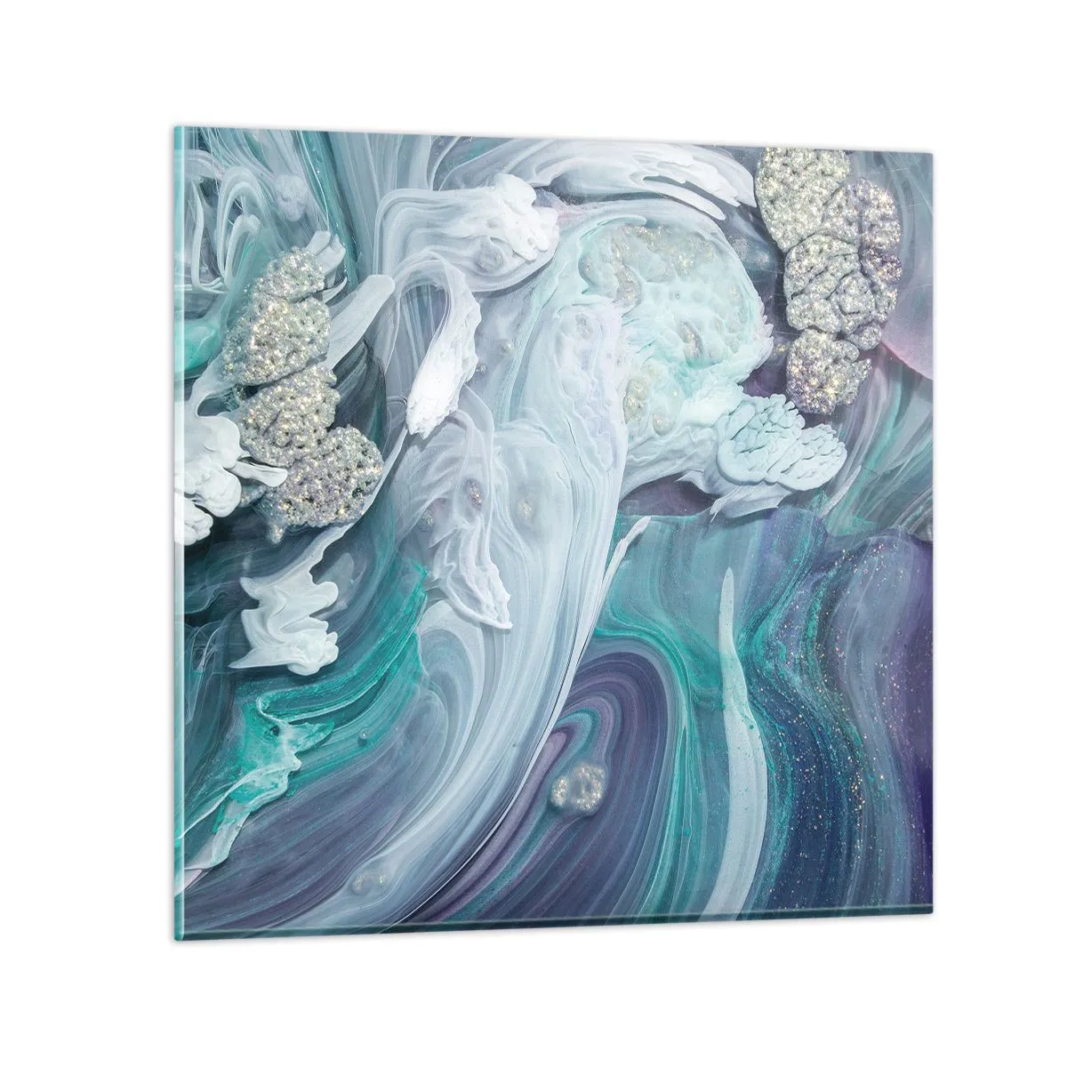 Quadro su vetro - Correnti di blu - 30x30 cm