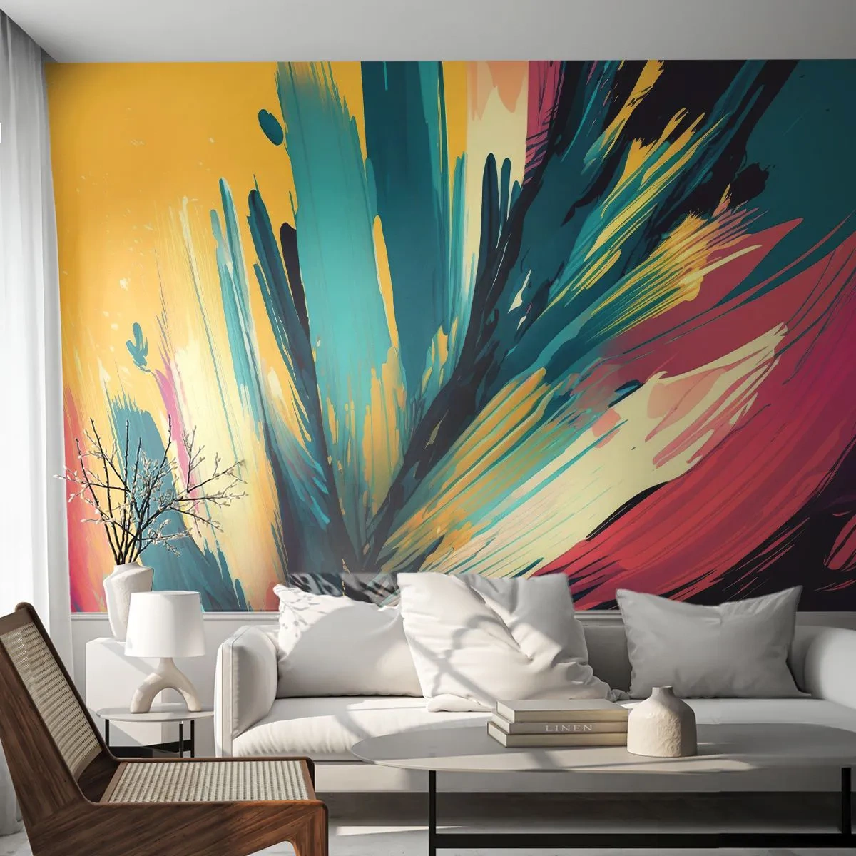 Fotomurali Premium Sand - Composizione: esplosione di gioia - Astrattismo, Pezzo, Moderno - 200x140 cm