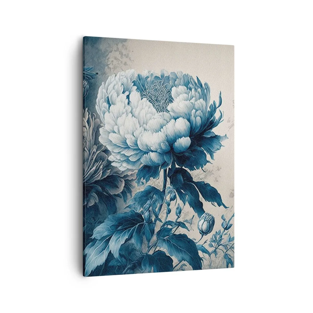 Quadro su tela - Stampe su Tela - Peonie blu su uno sfondo tenue con un motivo delicato - 50x70cm - Coppia perfetta - Decorazione murale moderna per soggiorno e camera da letto ARTTOR