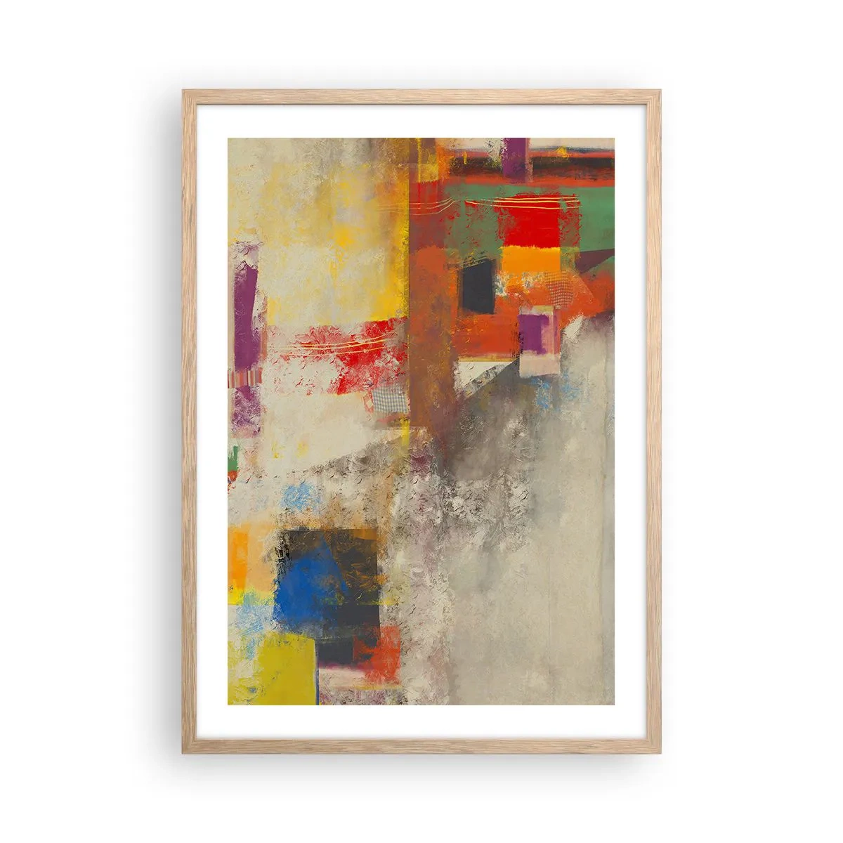 Poster in cornice rovere chiaro - Geometria dei colori - 50x70 cm