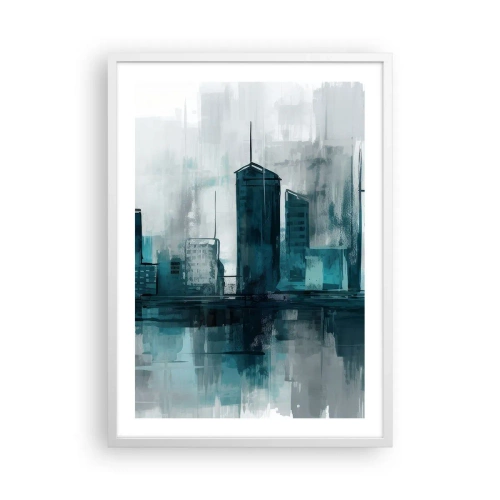 Poster in cornice bianca - La città al colore della pioggia - 50x70 cm