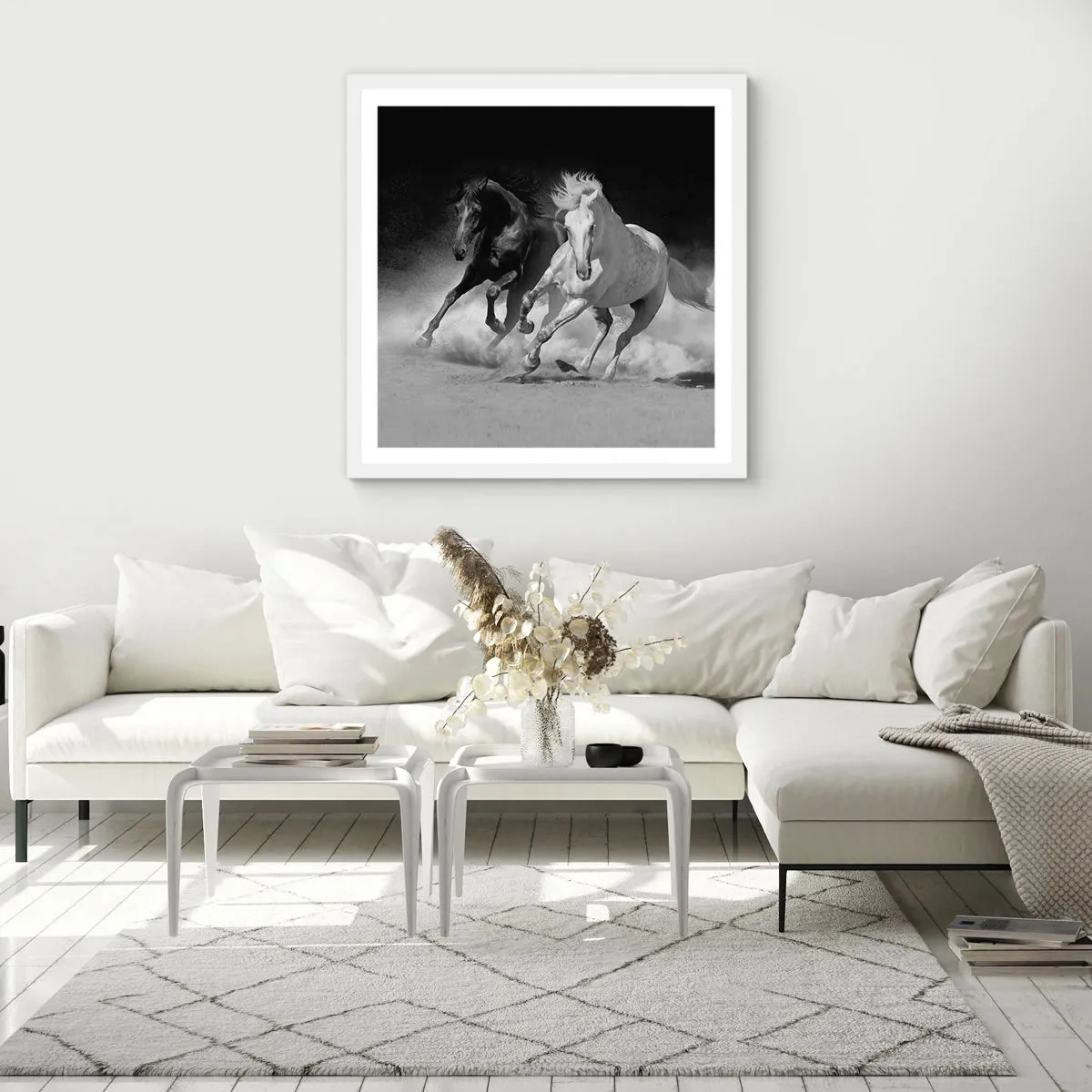 Poster in cornice bianca - Il galoppo della libertà - 40x40 cm