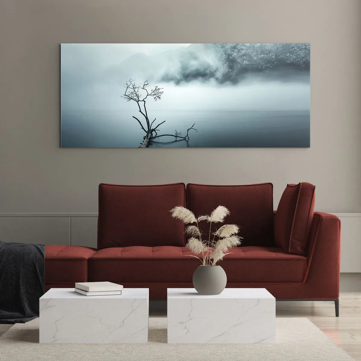 Quadro su vetro - Dall'acqua e dalla nebbia - 100x40 cm