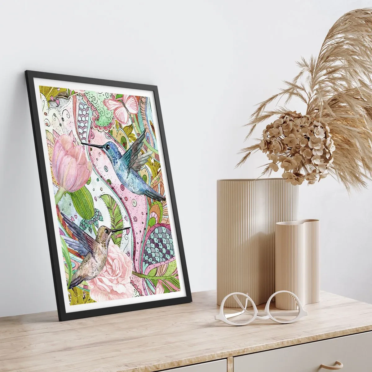 Poster in cornice nera - Intrecciate nei rami - 40x50 cm