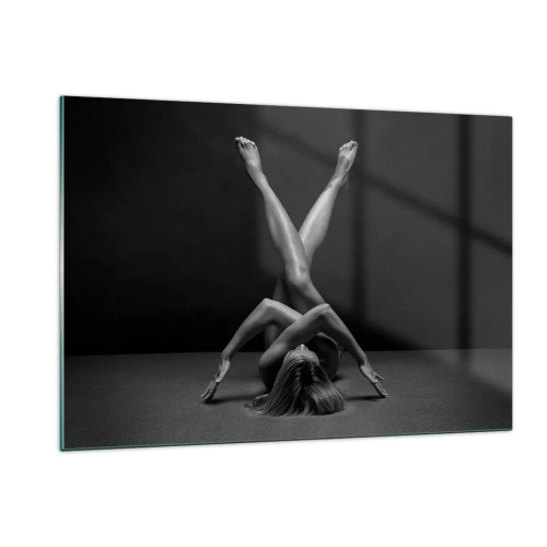 Quadro su vetro - Nudo femminile in una composizione corporea geometrica - 120x80cm - Geometria del nudo - Decorazione murale moderna per soggiorno e camera da letto ARTTOR