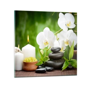 Quadro su vetro - Tocco delicato, fragrante, floreale - 70x70 cm