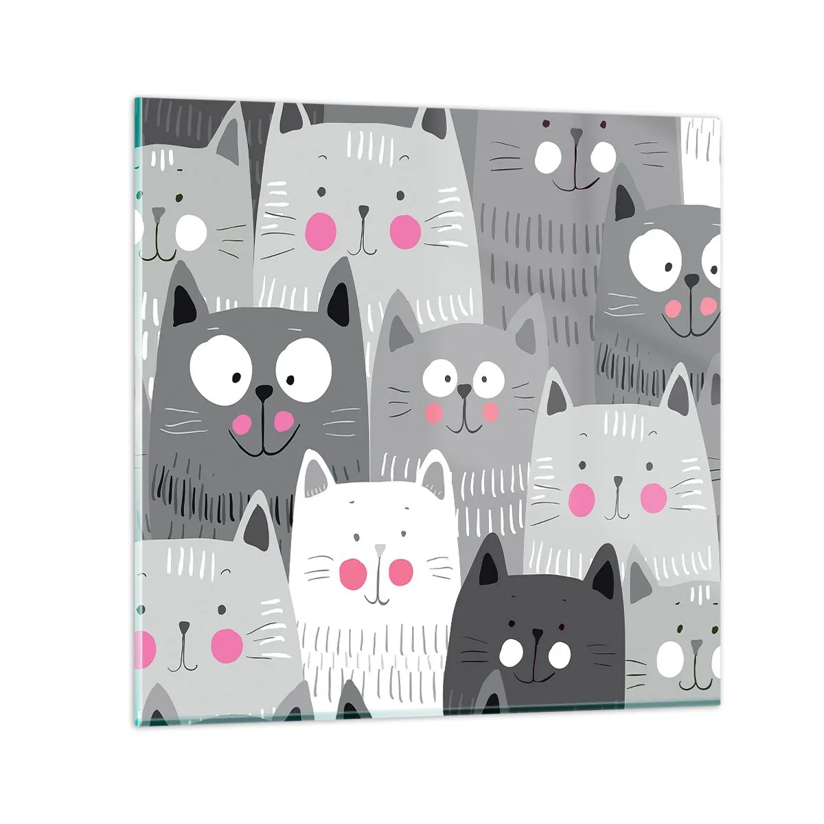 Quadro su vetro - Il mondo dei gatti - 60x60 cm