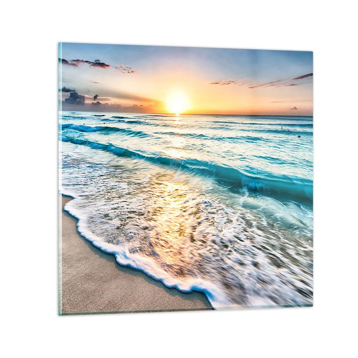 Quadro su vetro - Tramonto sul mare - 60x60 cm
