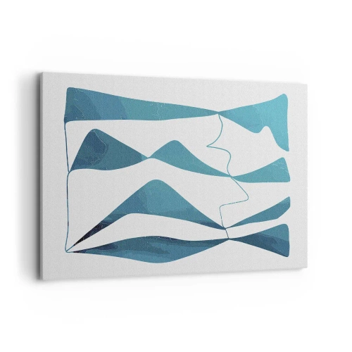 Quadro su tela - Stampe su Tela - Forme astratte nelle tonalità del blu su sfondo bianco - 120x80cm - Astrazione: legame turchese - Decorazione murale moderna per soggiorno e camera da letto ARTTOR