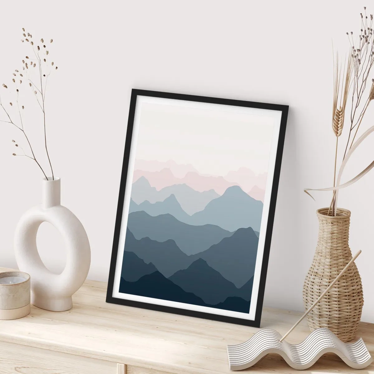 Poster in cornice nera - Le onde dei monti - 70x100 cm