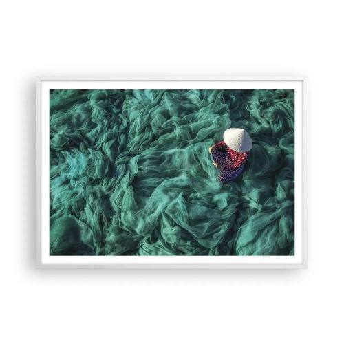 Poster in cornice bianca - Nel mare di reti - 100x70 cm