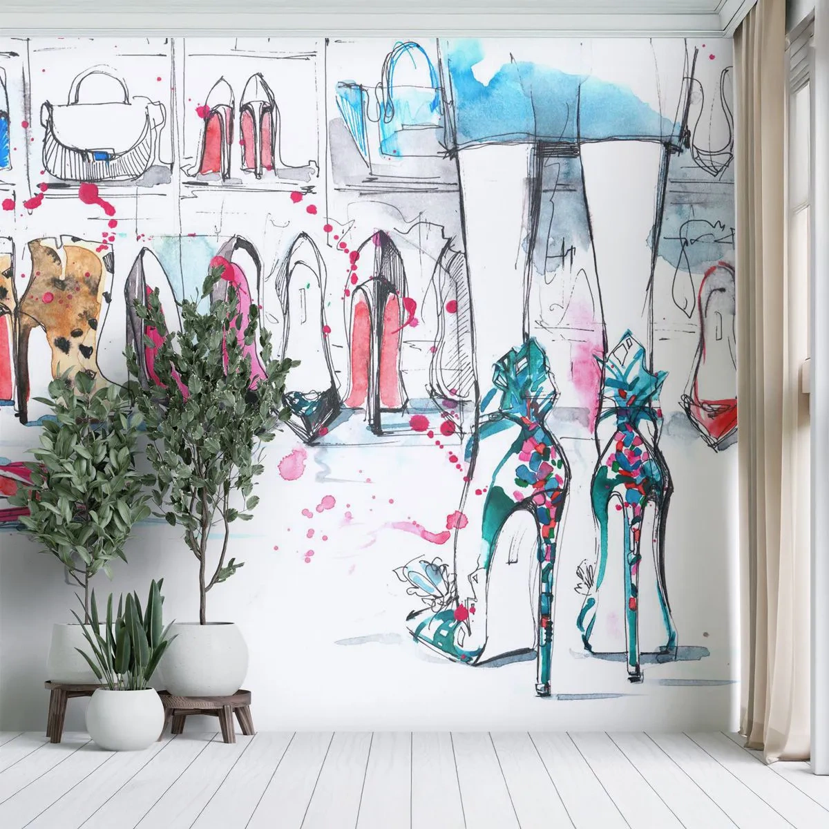 Fotomurali Autoadesivo Deluxe Sticker - Apriti sesamo - Guardaroba femminile, Moda, Borsa - 300x210 cm