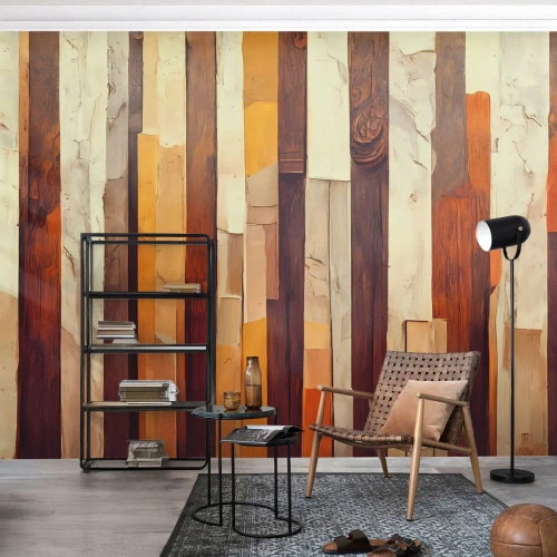 Fotomurali Premium Canvas - L'inno dei legni boschivi - Pezzo, Astrazione, Cinghie - 350x256 cm