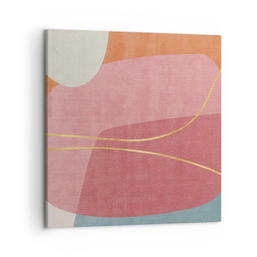 Quadro su tela - Stampe su Tela - Composizione pastello con filo dorato - 50x50 cm