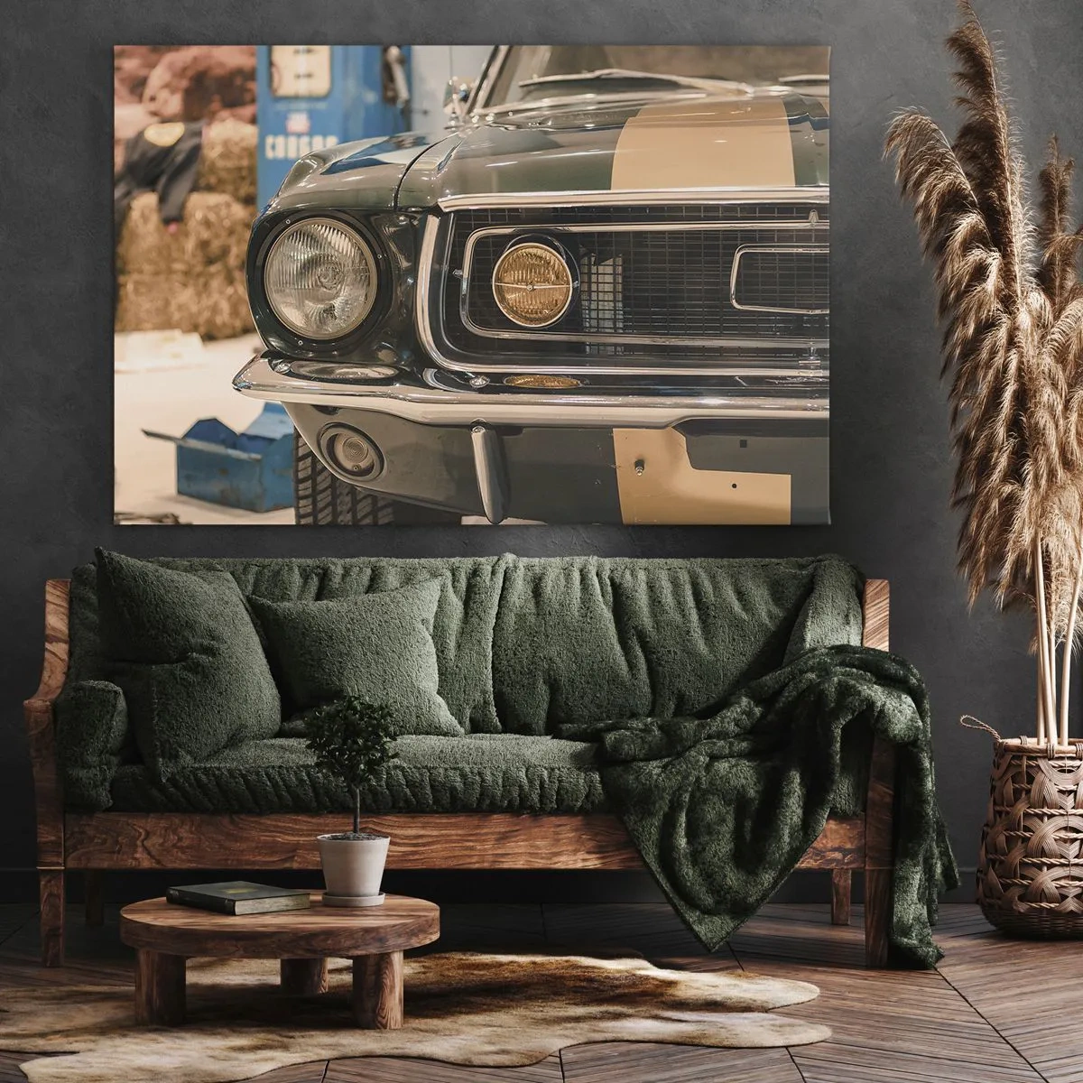 Quadro su tela - Stampe su Tela - Un'auto retrò iconica in un ambiente classico - 70x50cm - Incontro con la leggenda - Decorazione murale moderna per soggiorno e camera da letto ARTTOR