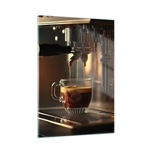 Quadro su vetro - Caffè espresso in un bicchiere con schiuma - 50x70cm - Miscela sensuale - Decorazione murale moderna per soggiorno e camera da letto ARTTOR