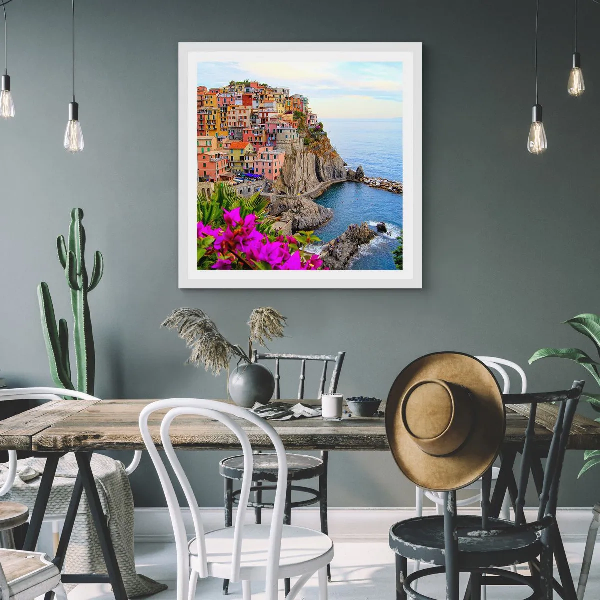 Poster in cornice bianca - La città che ride - 30x30 cm