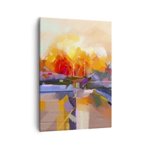 Quadro su tela - Stampe su Tela - Un paesaggio astratto con intensi colori autunnali. - 50x70cm - Si è fatto autunno - Decorazione murale moderna per soggiorno e camera da letto ARTTOR