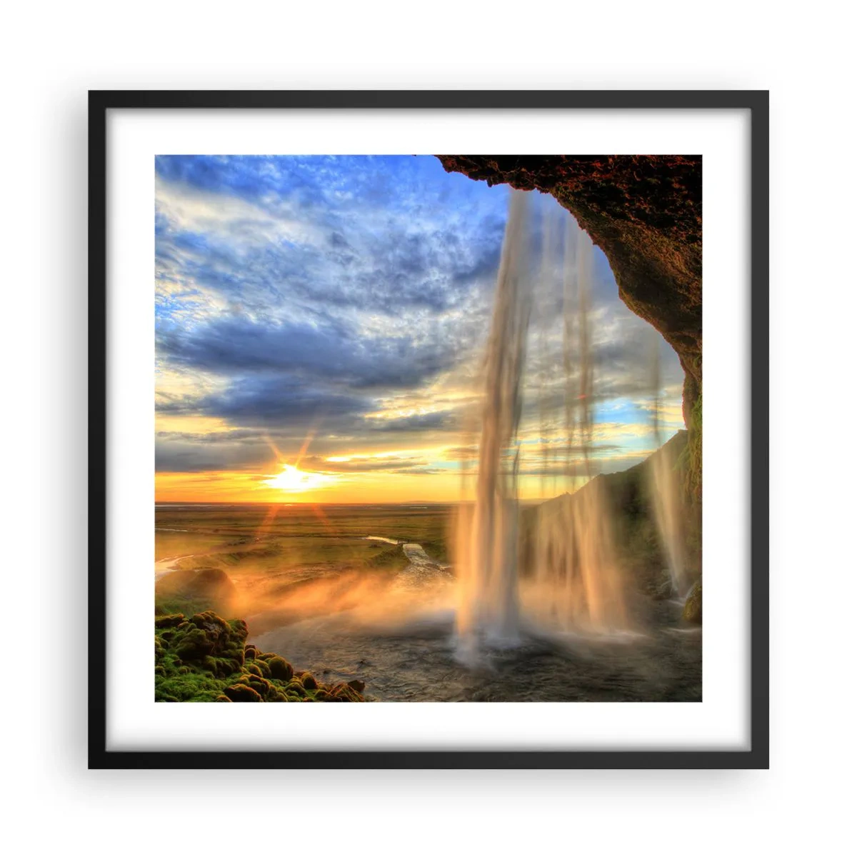 Poster in cornice nera - Il mondo dietro una tenda di gocce - 50x50 cm