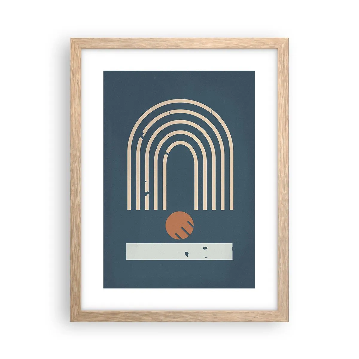 Poster in cornice rovere chiaro - Geometria in blu - 30x40 cm