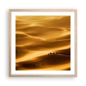 Poster in cornice rovere chiaro - La carovana sulle onde del deserto - 50x50 cm