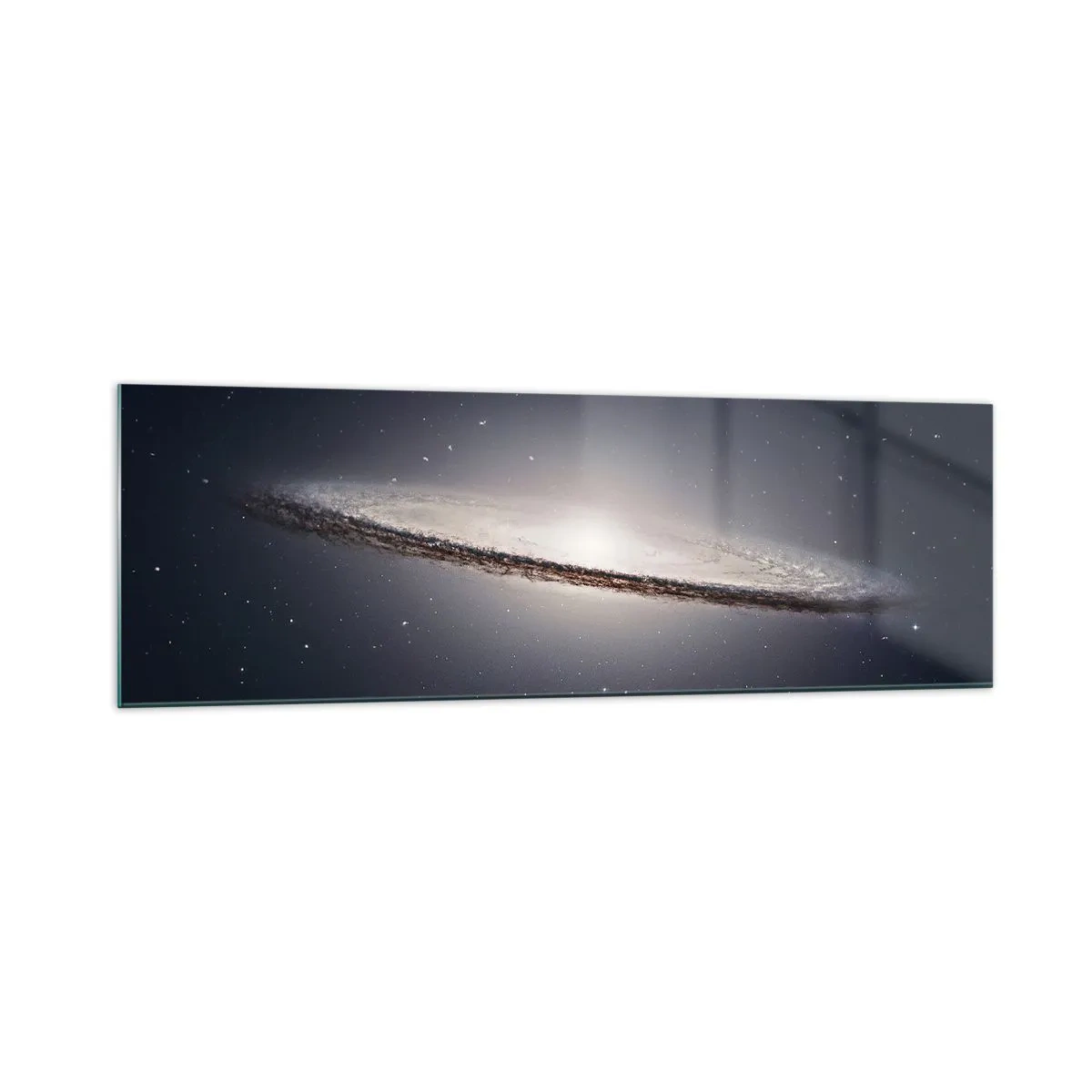 Quadro su vetro - Una galassia a spirale sullo sfondo dello spazio stellato - 160x50cm - Tanto tempo fa in una lontana galassia... - Decorazione murale moderna per soggiorno e camera da letto ARTTOR