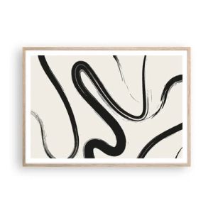 Poster in cornice rovere chiaro - Capriccio bianco e nero - 100x70 cm