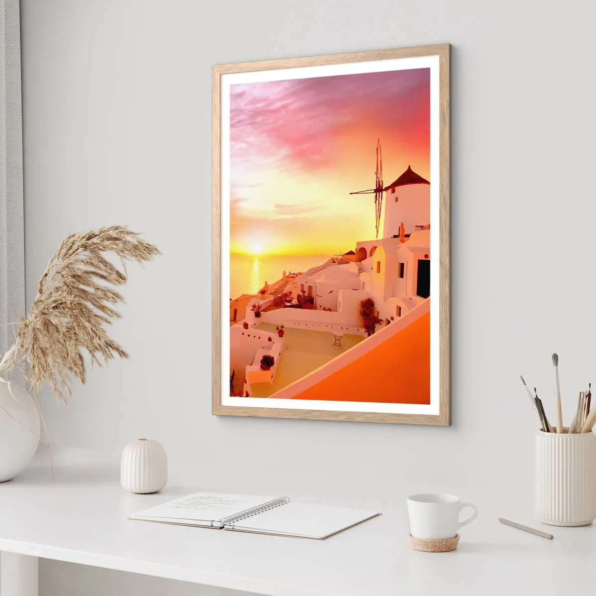 Poster in cornice rovere chiaro - Sciogliersi nel bianco e nell'oro - 30x40 cm